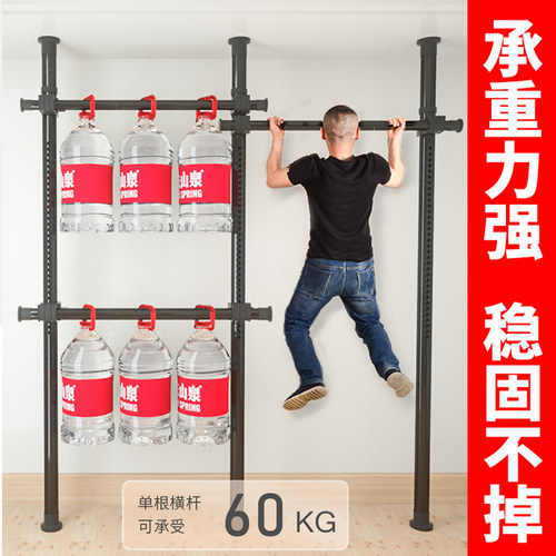 顶天立地晾衣架简易落地卧室衣帽架免打孔组装家用室内衣柜置物架 - 图0