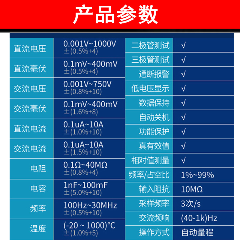 VICTOR胜利VC97数字万用表全自动防烧大电容多功能数显式万能表 - 图2