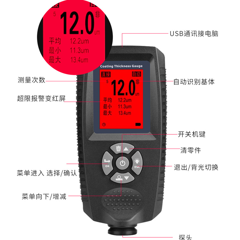 源恒通0.1um高精密电镀涂层测厚仪镀锌铬厚度氧化膜电泳漆测试仪 - 图2