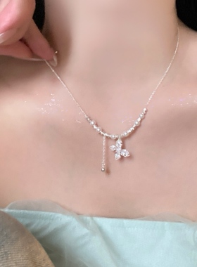 法式轻奢蝴蝶珍珠项链女