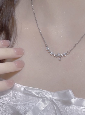 简约精致满钻锆石项链锁骨链女