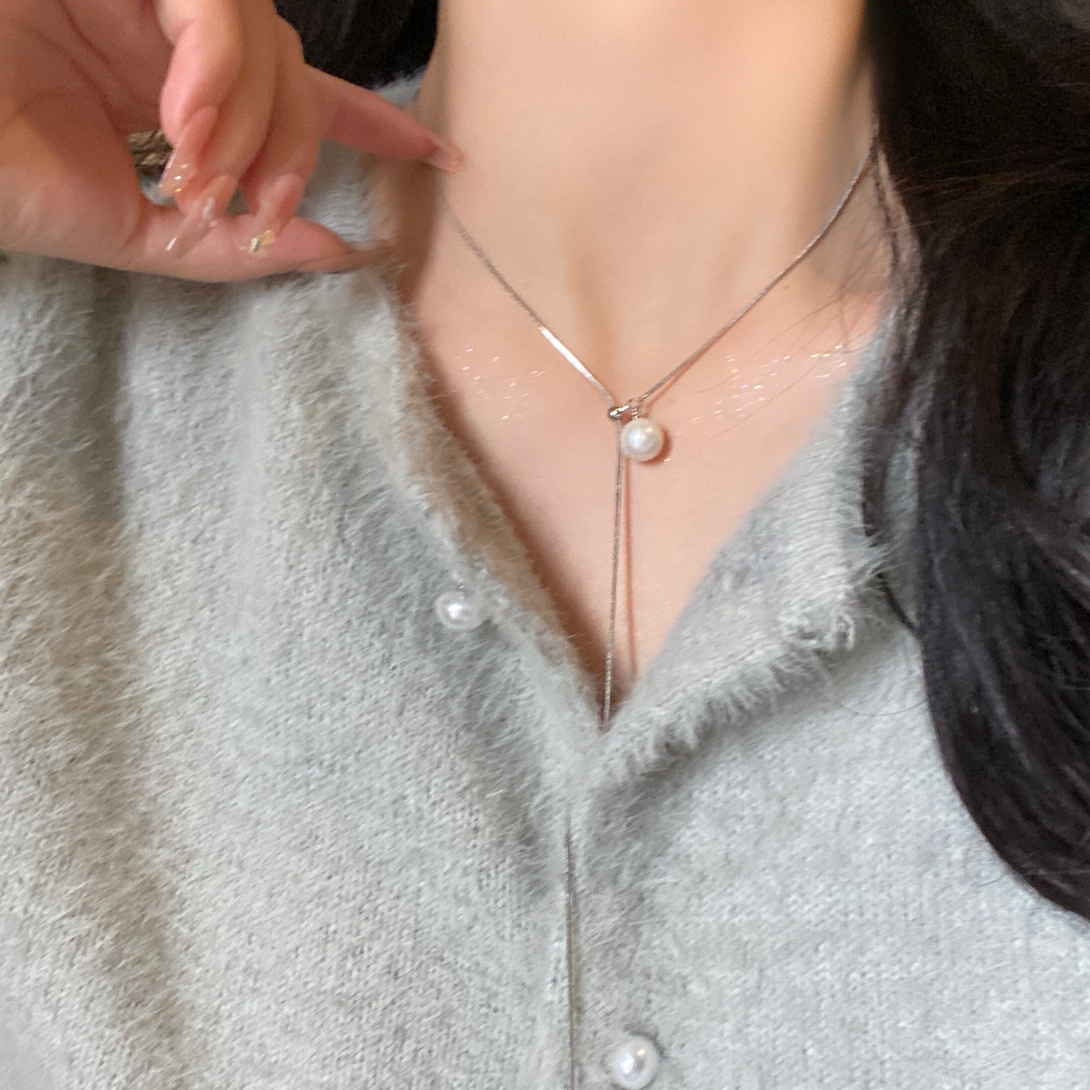 「松岛情书」简约气质高级感珍珠可抽拉小众设计感百搭项链礼物女 - 图0