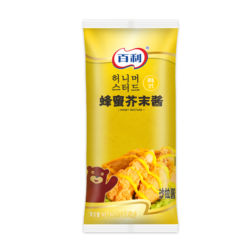 百利蜂蜜芥末酱1kg商用 韩式炸鸡蒜香琥珀酱蔬菜水果沙拉酱芥末酱 - 图3