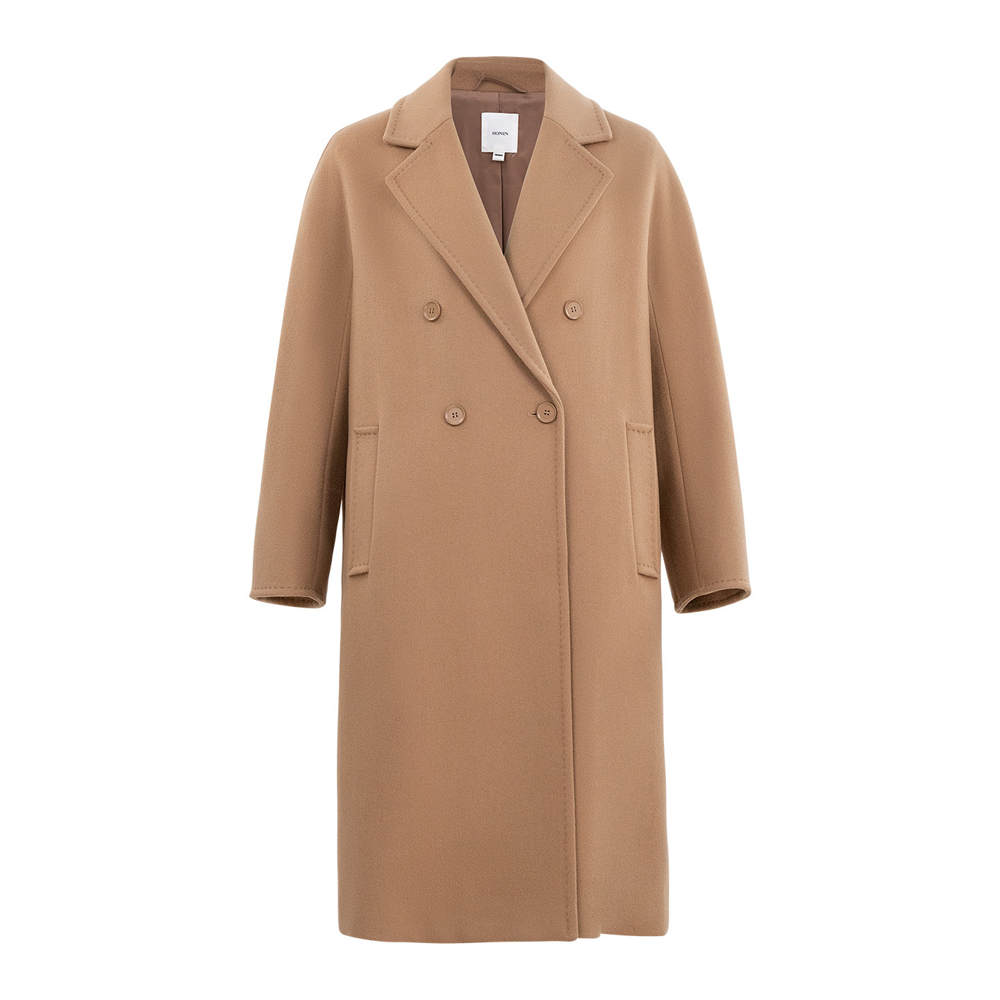 HONRN/红人西装领双排扣山羊绒羊毛呢子大衣外套女秋冬HI55OD481,淘宝优惠券,粉丝福利购,淘宝优惠卷