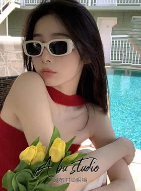 2023新款方形白色高级感太阳眼镜偏光女辣妹复古美式gm墨镜凹造型