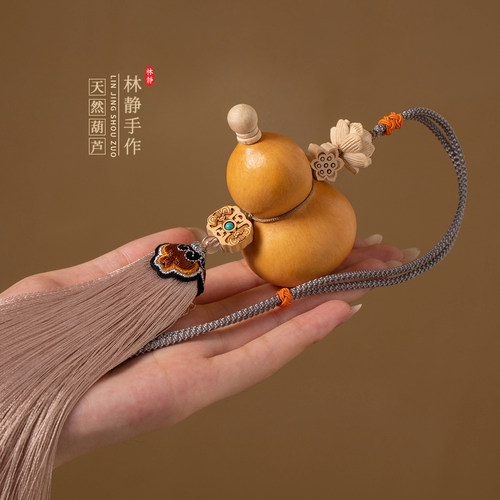 天然葫芦挂件门对门家居大门玄关卧室复古流苏莲花中国结挂饰平安 - 图1