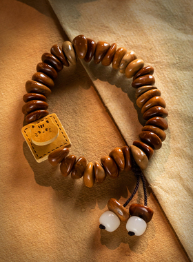 拉布布咖啡豆手串卡通木质手链女