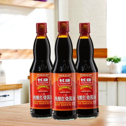 长康纯一级酿造酱油500ml*3瓶老抽红烧肉家用厨房上色入味调味料 - 图2