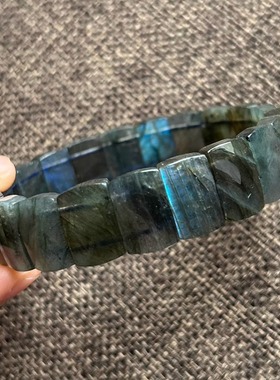 天然灰月光手牌高强蓝光手串手链款面简约手镯小众高档宝石男女款