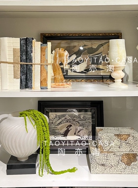 中古海派样板房装饰品书柜陈设组合搭配图高端项目样板间软装饰品