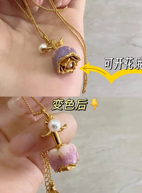 Ins博主可伸缩开花朵玫瑰项链女轻奢小众高级感七夕情人节礼物