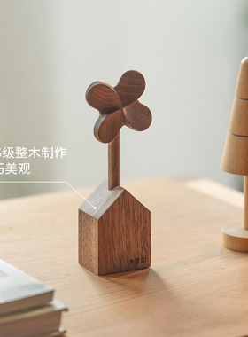 mumo实木风车摆件办公室