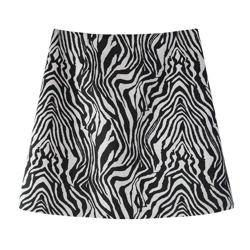 斑马纹2020新款秋冬显瘦高腰半身裙 妙夏尔半身裙