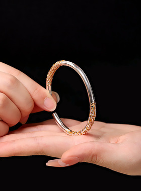 手镯银饰亮面圆条实心文艺