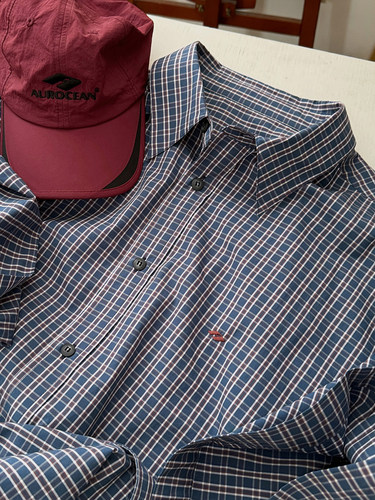 Aurocean 滑板少年撞色小格子衬衫 轻盈棉宽松大版短袖 - 图0