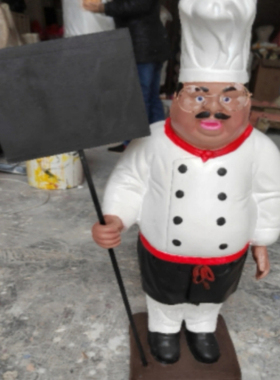 举牌店小二黑板厨师迎宾人物模型