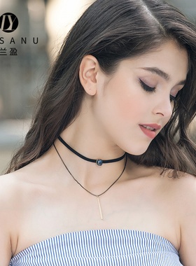 兰盈锁骨链水晶蝴蝶结轻奢项链