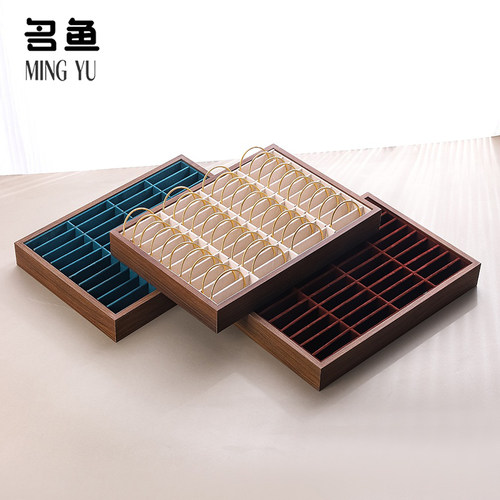 黑胡桃色无盖展示盘40位手镯盘看货盘手链手串饰品盘首饰盒陈列盘 - 图2