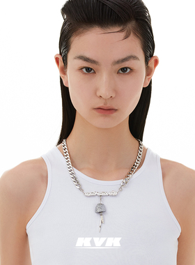 KVK冷淡风镀银水晶项链女