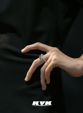 kvk925银ins潮风组合配饰戒指