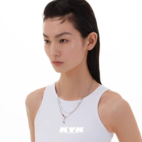 【王嘉尔同款】KVK X潜能系列自由组装原创设计双层叠戴中性项链 - 图0