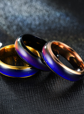 kanzao感温空白变色情侣对戒戒指