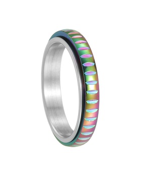 KANZAO欧美新款饰品4MM女式减压旋转戒指304不锈钢指环