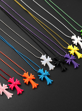 KANZAO 过验版K罗心彩色树脂CH十字架项链潮青山20周年限定款男女