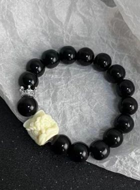 KANZAO新款醒狮串珠手链男女小众配饰个性复古民族风学生盘玩手串