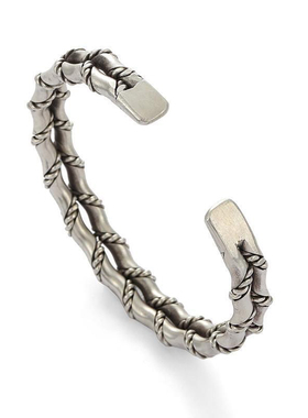 KANZAO泰国手工编织双层竹节手镯男士个性复古泰开口手环镯子男