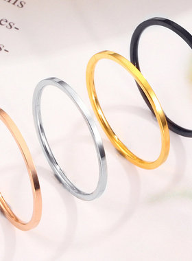 欧美风情侣极细光面钛钢饰品尾戒