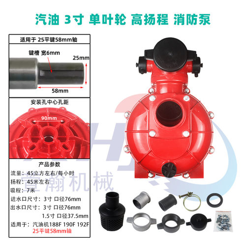 汽油柴油机水泵 1.5/2寸/3寸 高压消防泵单叶轮双叶轮高扬程水泵 - 图2