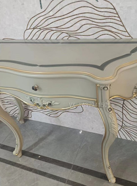 欧式古典别墅全实木家具孔雀蓝ZB91玄关台柜走廊客厅桌沙发背几