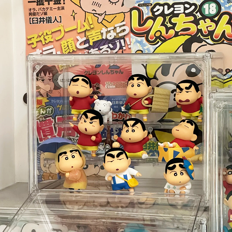蜡笔小新萌粒收纳盒可爱公仔小摆件展示盒米粒积木车模收藏置物架,淘宝优惠券,粉丝福利购,淘宝优惠卷