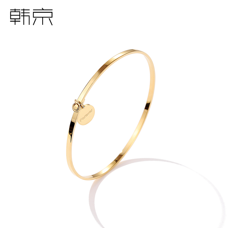韩京时尚简约字母圆牌开口手镯女韩版网红个姓手饰品钛钢小众手环 韩京时尚简约字母圆牌开口手镯女韩版网红个姓手饰品钛钢小众手环