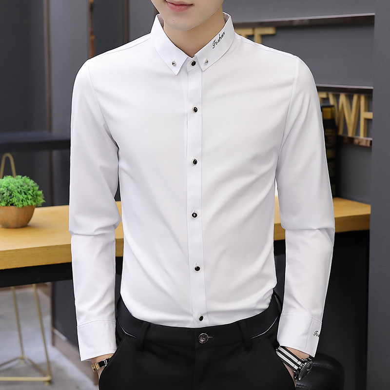 秋冬季加绒长袖韩版潮流帅气白衬衫 外叁衬衫