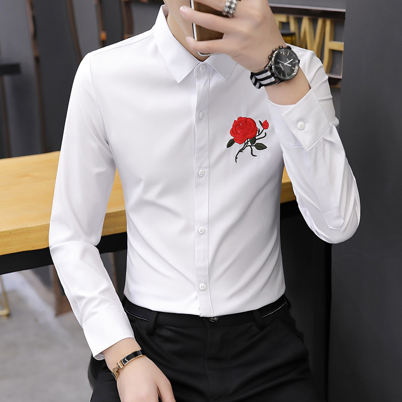 秋冬季加绒长袖韩版潮流帅气白衬衫 外叁衬衫