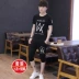 Mùa hè áo thun ngắn tay T nam giản dị một bộ đồ hợp thời trang quần áo đẹp trai Quần short mùa hè nam nửa tay hai mảnh - Áo phông ngắn áo thun nam tay ngắn có cổ Áo phông ngắn
