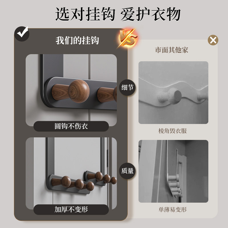 门后挂钩挂衣架免打孔入户门上门背式加长卧室收纳包包衣服置物架