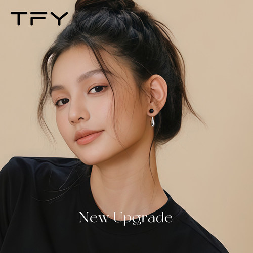 TFY黑玛瑙水滴耳环2026新款高级感独特漂亮黑色韩系冷淡系耳饰 - 图2