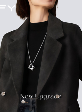 银色简约几何三角吊坠项链女大气高档高级感长款小众设计感毛衣链
