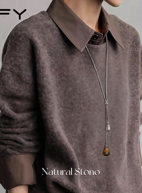 复古虎眼石水滴抽拉项链轻奢高级感小众设计感长款秋冬毛衣链配饰