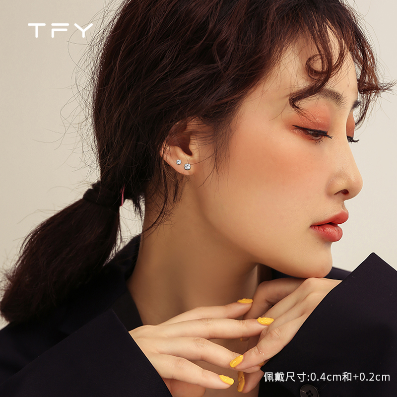 TFY999纯银养耳洞耳钉女2024年新款潮睡觉免摘耳环精致百搭耳饰-图0