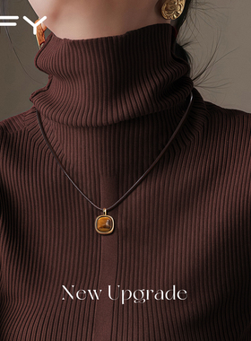 秋冬虎眼石毛衣项链女款2025新款高级感轻奢小众毛衣链长款大气