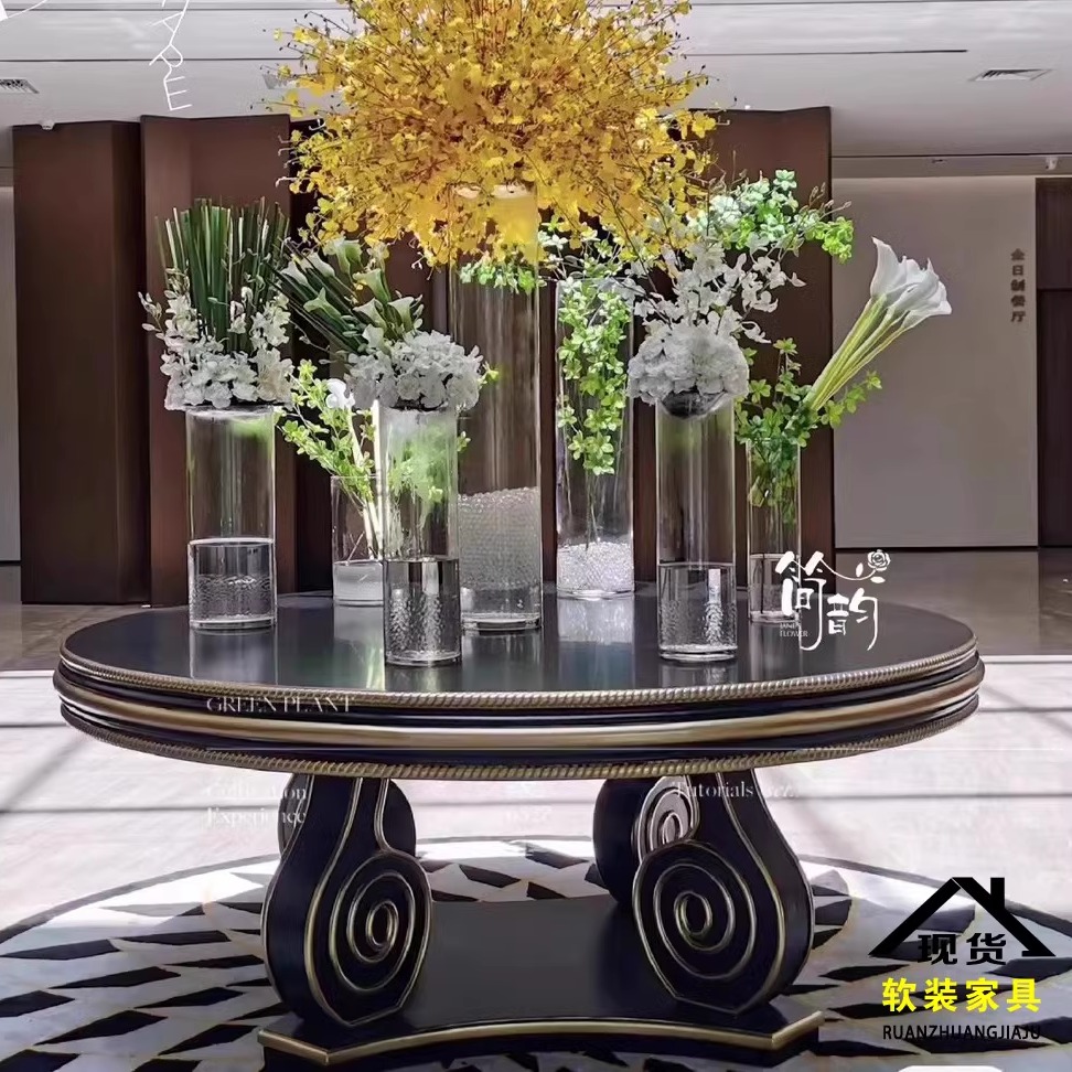 酒店大堂花台新古典大圆桌欧式风水台端景台售楼处大厅展示台花架,淘宝优惠券,粉丝福利购,淘宝优惠卷