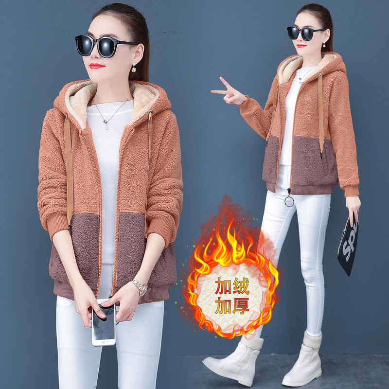 皮毛一体羊羔毛绒韩版2020年短外套 漂亮演义短外套