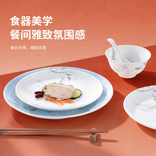 陶溪川景德镇釉中彩饭碗盘碟套装新中式乔迁礼家用餐具陶瓷碗碟 - 图2