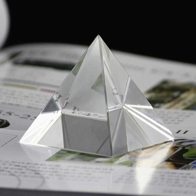 纯透明水晶玻璃正四面体三棱锥 5面体金字塔摆件纸镇教学道具-图1