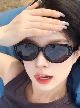 复古猫眼墨镜女高级感小脸黑色椭圆夏防晒太阳眼镜2023新款网红gm