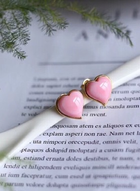 珠宝爱心银镀金小巧耳钉